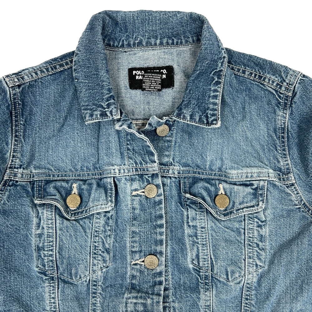 Vintage 90s Polo Jeans Co Ralph Lauren Trucker Denim Saturday Jacket Womens M - Picture 2 of 12